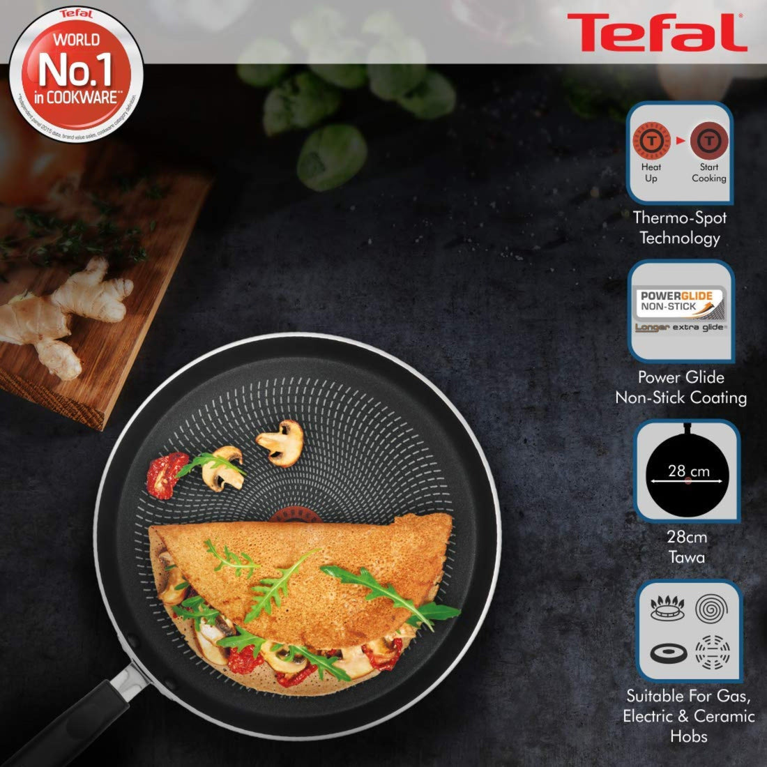 Tefal Tawa 28 Cm Flat Greyish Black Delicia