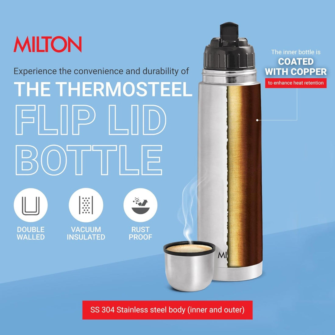 Milton Thermosteel Flip Lid 1000 ML