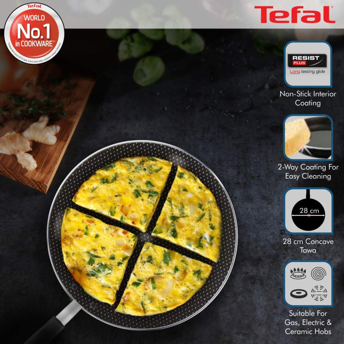 Tefal Tawa 28 Concave Rio Red Simply Chef