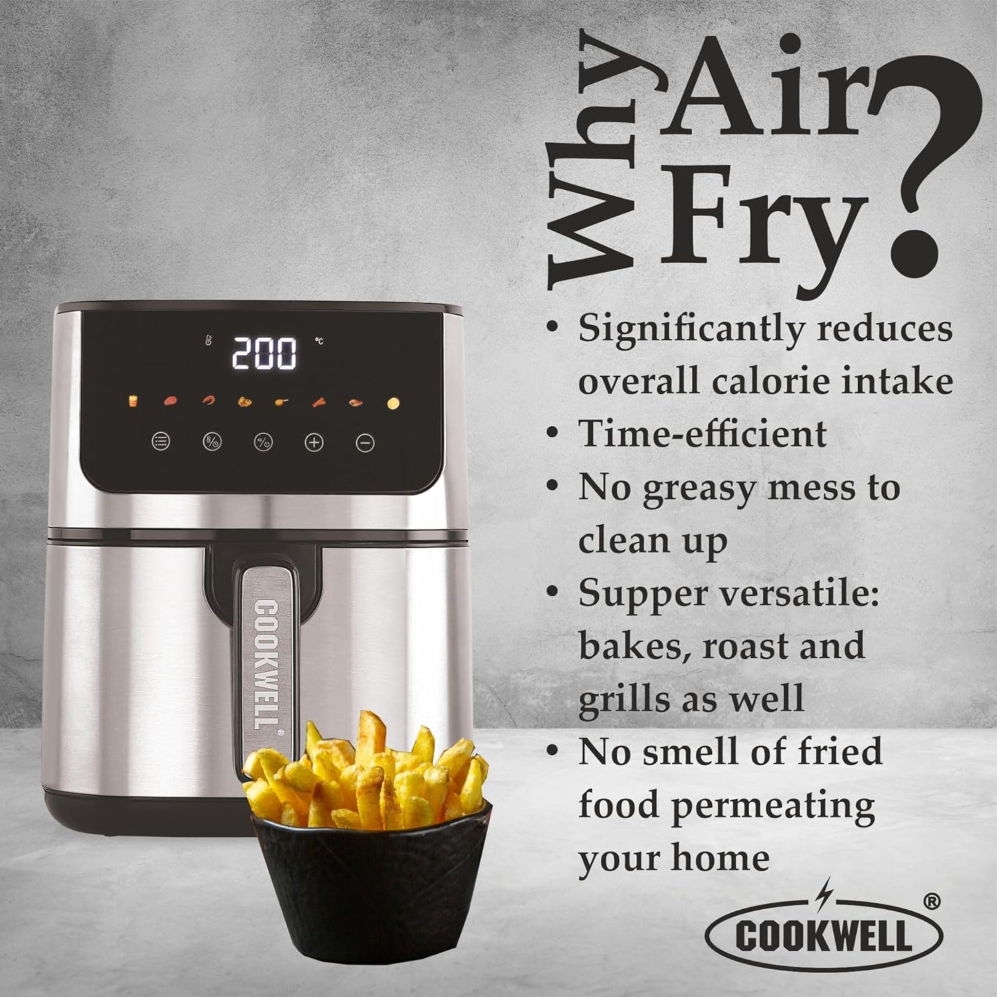 Cookwell Air Fryer 1400 watts 4.2 Ltr