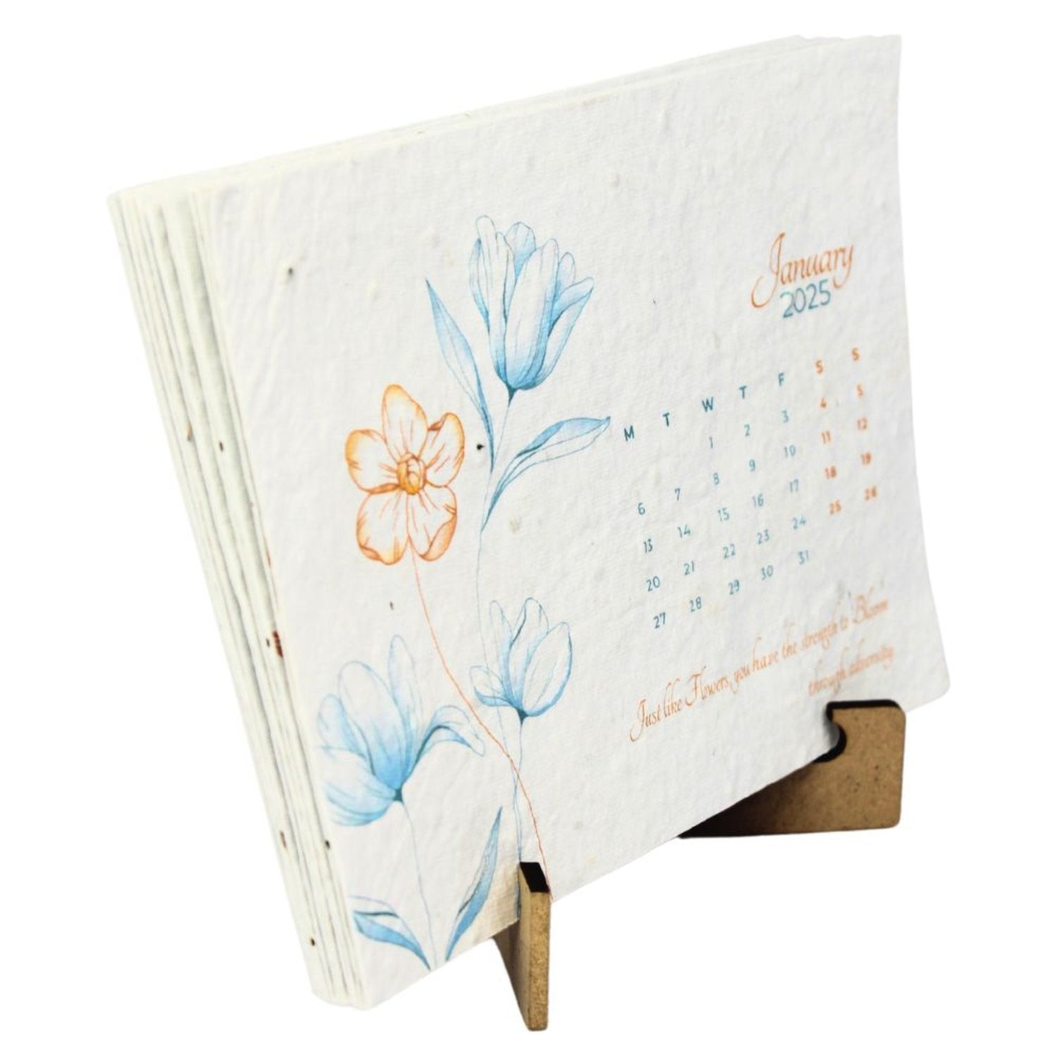 Floral Symphony Plantable Calendar 7&quot;x 5&quot; ( Mdf stand )-BG63