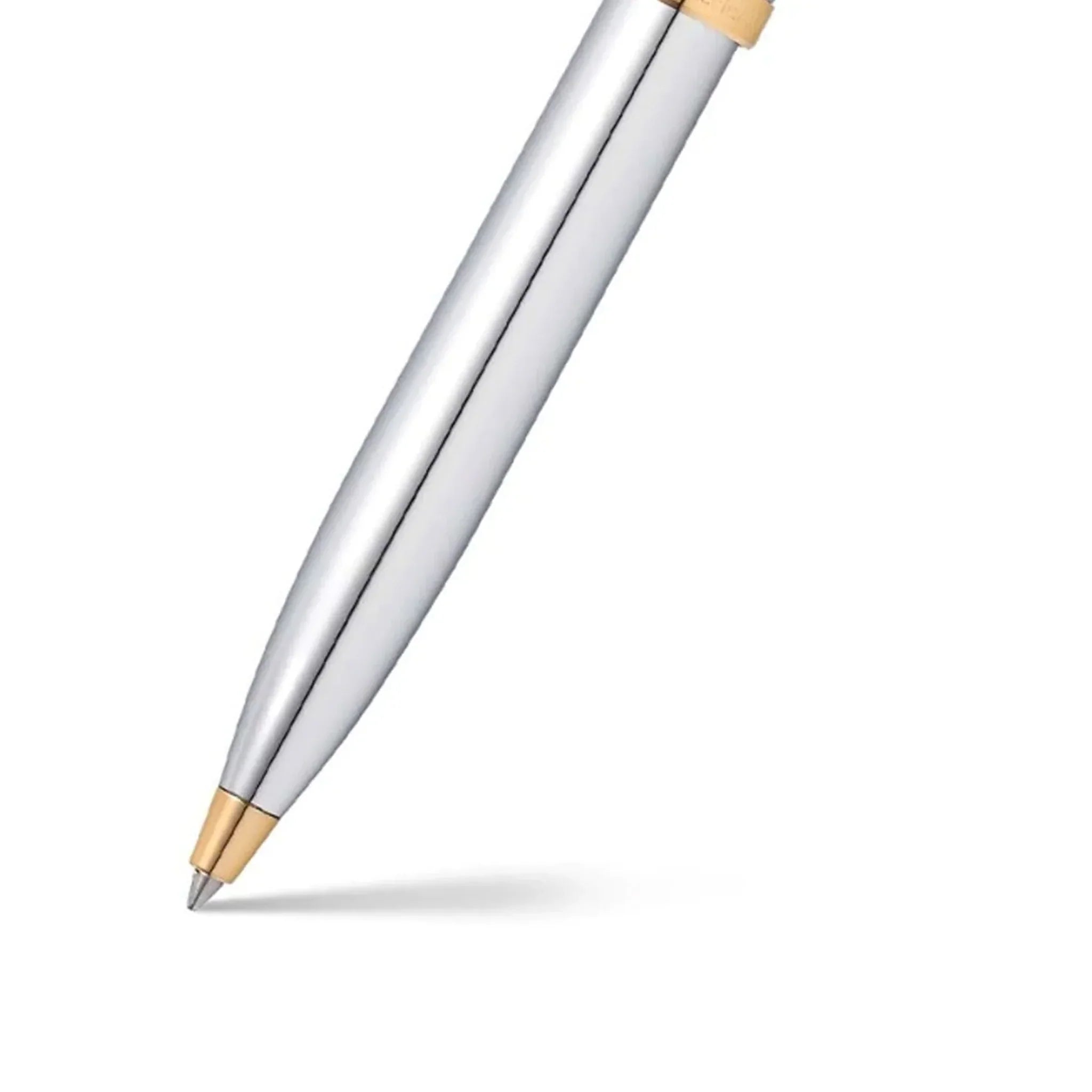 WP33123 -PEN SHEAFFER 300 G9342 BRIGHT CHROME WITH GOLD TONE TRIMS BP WITH GOLD PLATED TABLE CLOCK