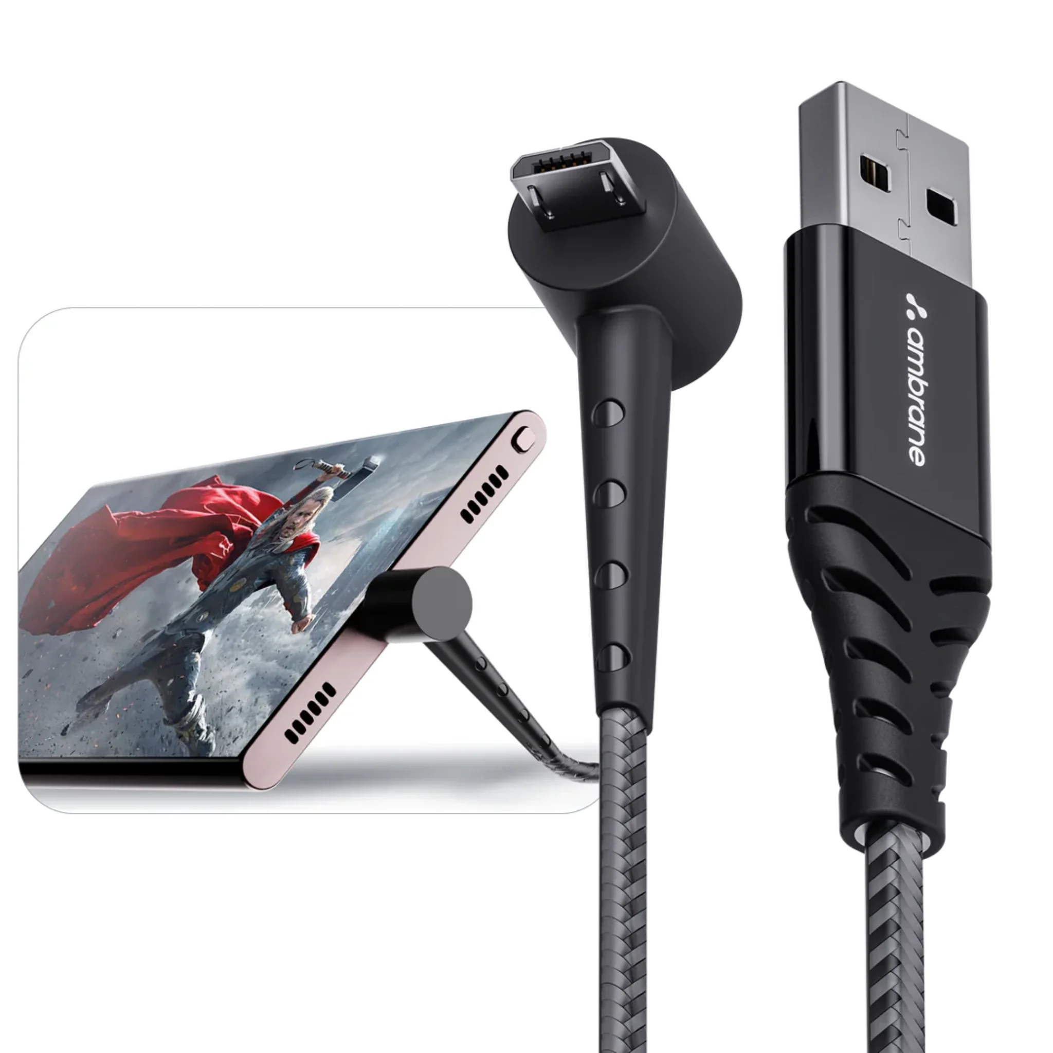 Ambrane 12W fast charging with standing support (Micro Type) - ABSM - 15
