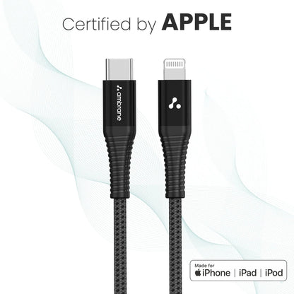 Ambrane Type C to Lightning Cable MFI Certified Braided Cable (1.0M) - AMC-10