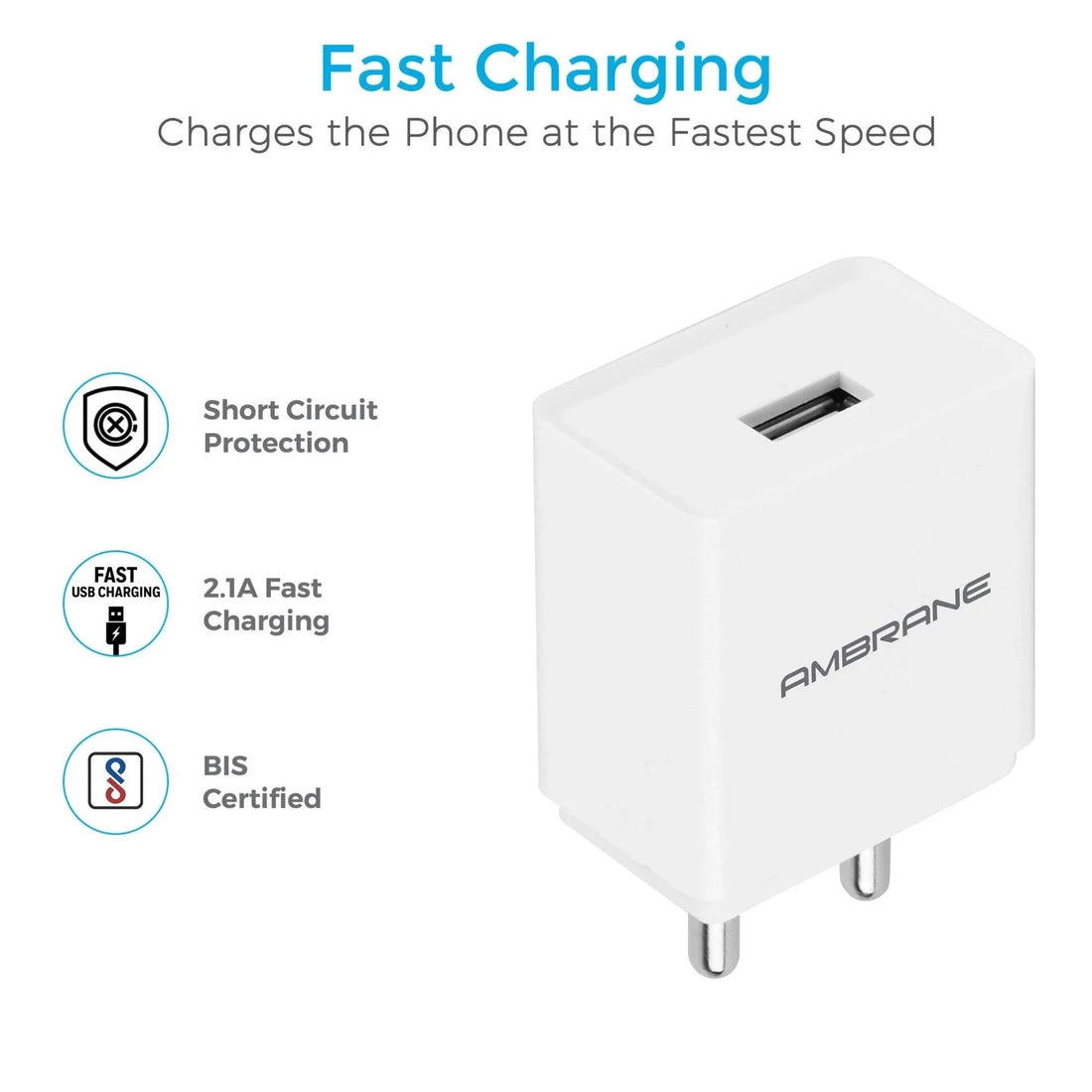 Ambrane Wall charger 2.1 with cable - AWC-47