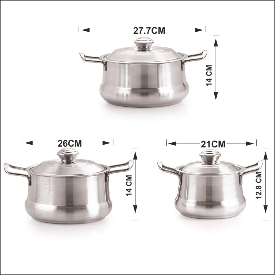 Cookwell Steel Serving Bowl With Lid (1000Ml, 2000Ml, 2500Ml)