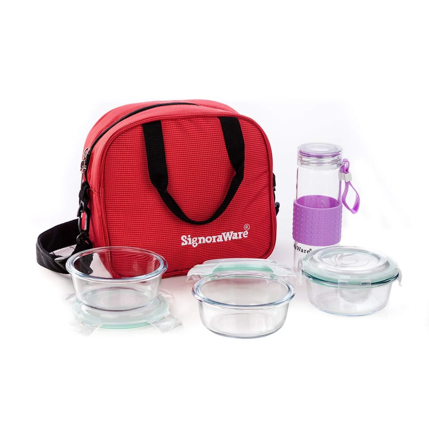 Signoraware Sling Glass Lunch Box With Glass Bottle