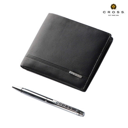 Cross Classic Century Slim Wallet With Luxury Agenda Pen(Combo)