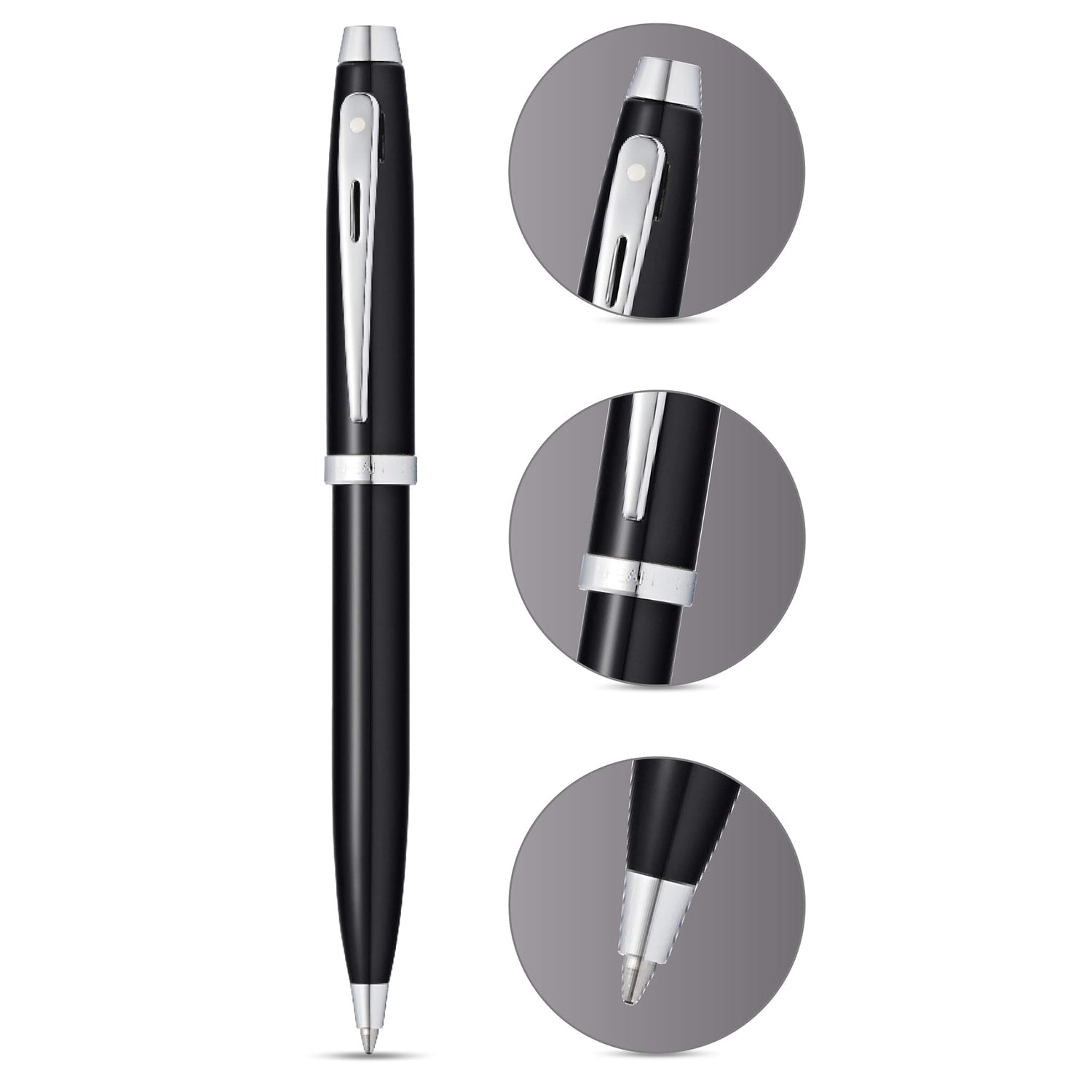 WP23896-PEN SHEAFFER GIFT 100 A 9338 - GLOSSY BLACK LACQUER WITH CHROME PLATE TRIM BP