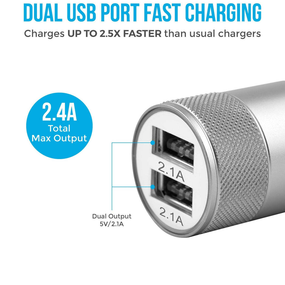 Ambrane Car Charger ( 2.4A) w/o Cable - ACC-74 w/o Cable