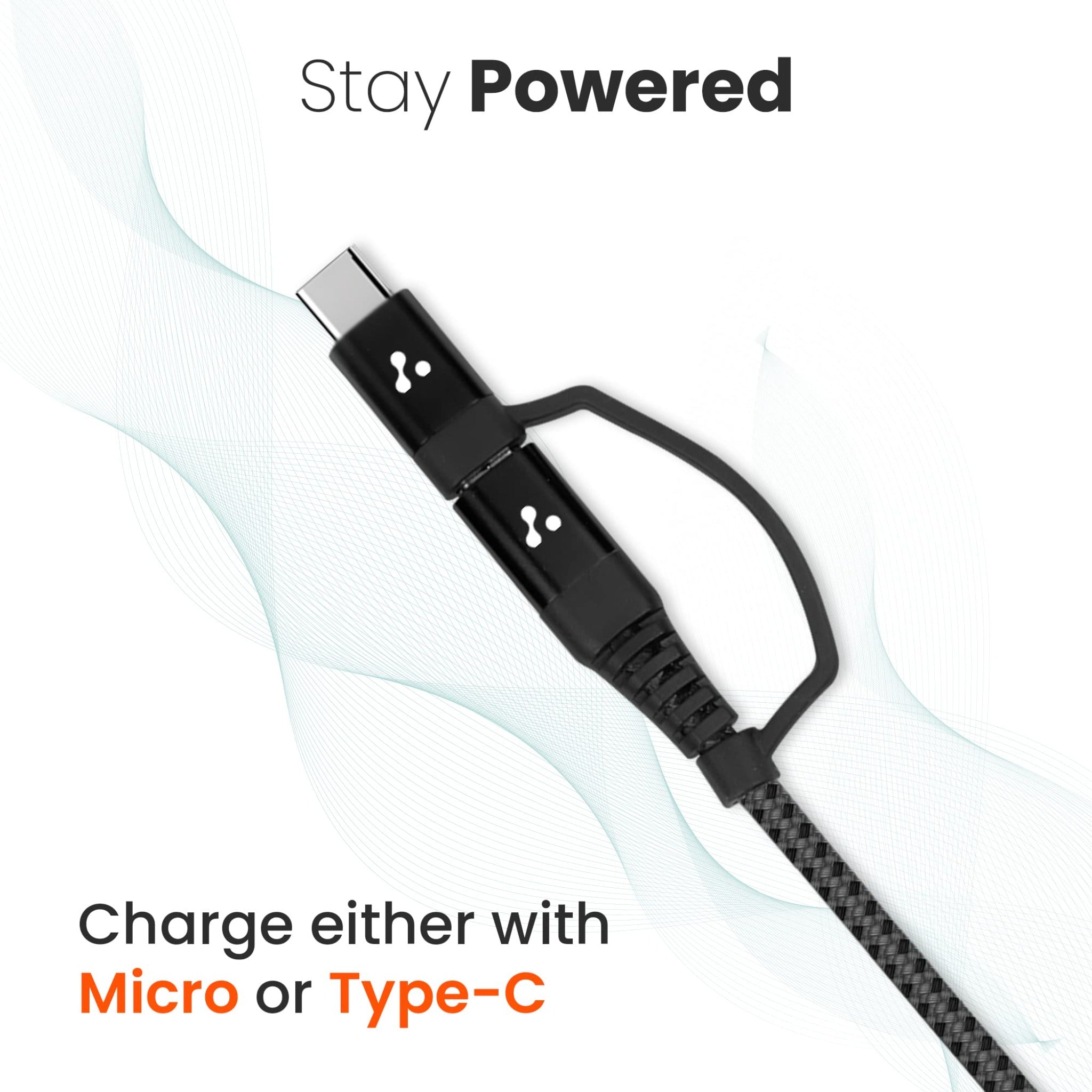 Ambrane Charge &amp; Sync, Aluminium Built, Type C connecter, 3A Fast Charging Output - Type c to Micro USB