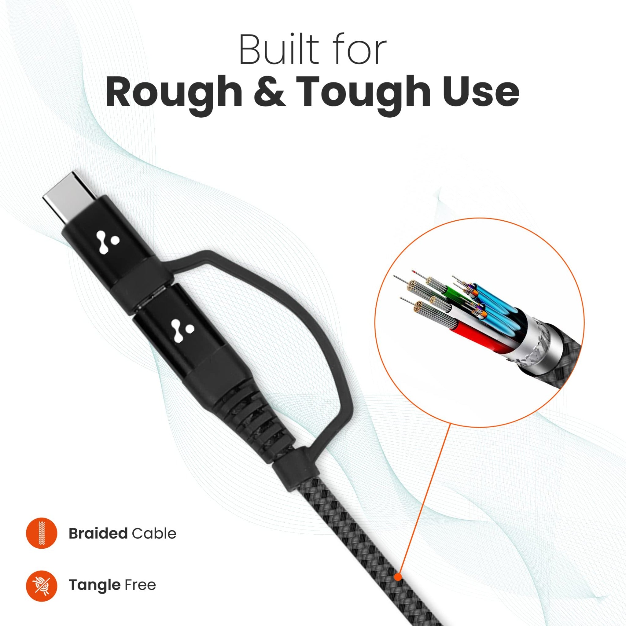 Ambrane Charge &amp; Sync, Aluminium Built, Type C connecter, 3A Fast Charging Output - Type c to Micro USB
